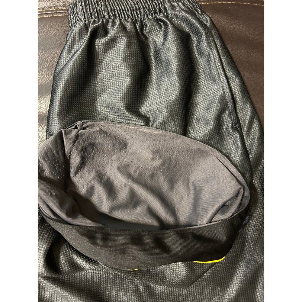 VTG 90s Nike Gay Label Basketball Silky Shorts Gray/Black/Yellow. Men's Size L - Picture 7 of 11
